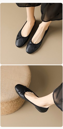 Fashion Casual Womens Round Toe Slip on Bow Comfort Flat Heel Shoes Work Flats - Picture 12 of 23