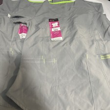2- Womens XS Light Gray Scrub Top - grey -Active V Neck Scrubstar Scrubs