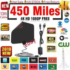 450 Miles HDTV Amplified Indoor Digital TV Antenna High Gain Strong Signal 4K US