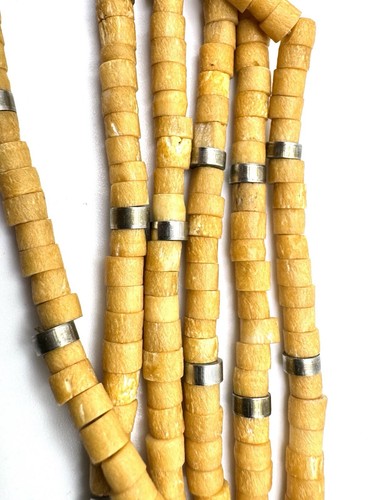 Afrikanische Knochen Perlen Torsade Silber Halskette Multistrand - Bild 4 von 5