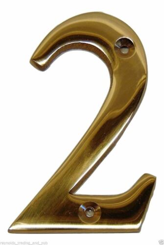 Solid Brass House Door Numbers Large 3"/76mm x 3mm Office Gate 0123456789 - Picture 4 of 12