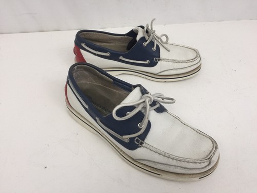 Rockport Mens Stars-Stripes Red-White-Blue Leather Boat Shoes Loafers Sz 10.5 M - Picture 5 of 8