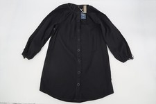 J. Crew Women's Small Petite Black Cotton Poplin Tie Sleeve Button Front Dress