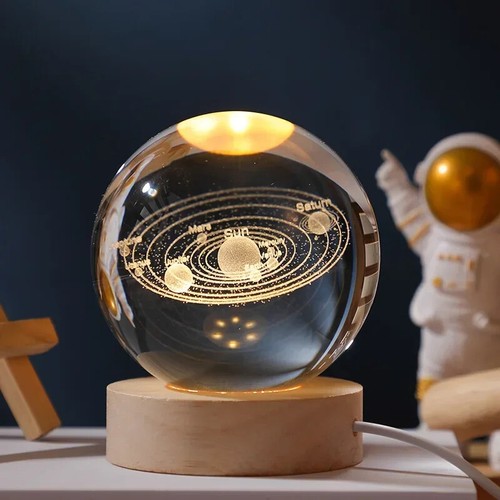 3D Crystal Ball Planet Night Light - Laser Engraved Solar System Globe Decor - Picture 2 of 26