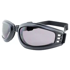 PACIFIC COAST NOMAD FOLDING MOTORCYCLE GOGGLES BLACK FRAMES SMOKE LENS 4520