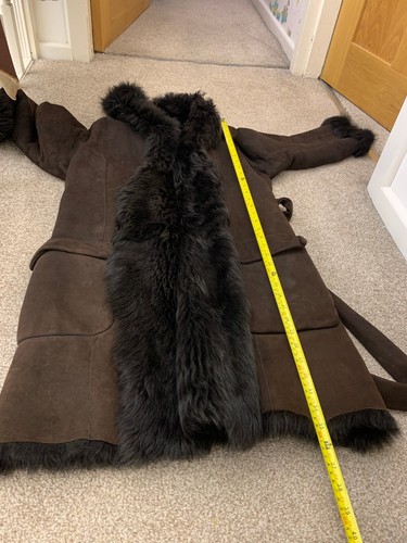 Nicole Farhi real sheepskin shearling fur belted coat jacket Toscana sz UK10 US6 - Picture 11 of 15