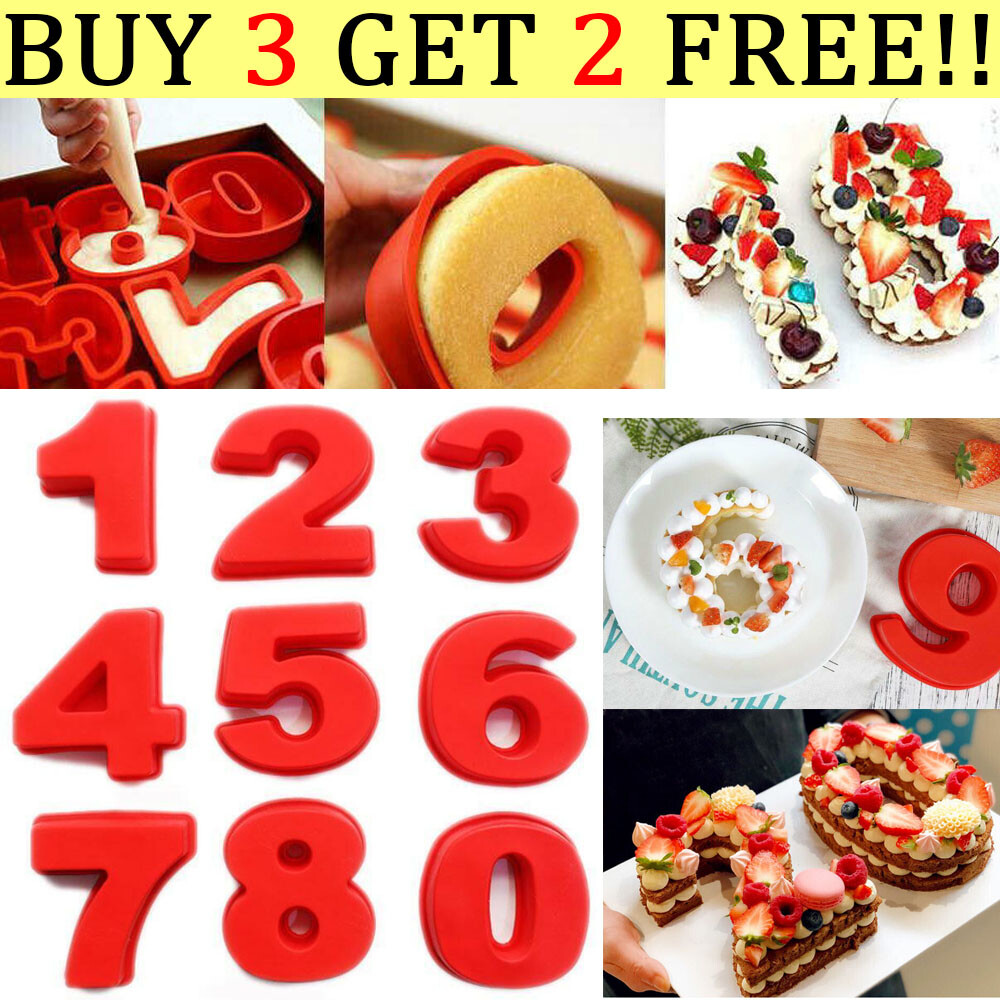 0-9 Food Grade Silicone Number Mould LARGE Birthday Cake 10inch