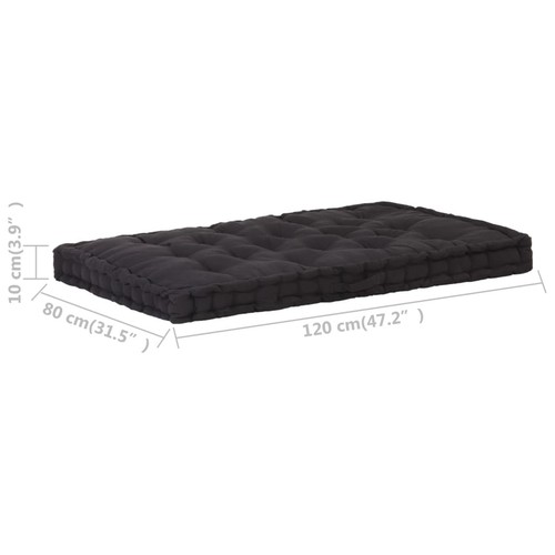 Pallet Floor Cushion Cotton 120x80x10 Black S7K6 - Picture 7 of 7