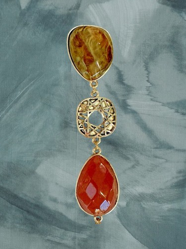 Pulsera de piedra acrílica multicolor y broche de perlas sintéticas - Imagen 6 de 11