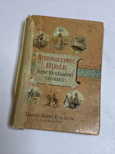Hieroglyphic Bible New Testament Stories 1893 RARE MINIATURE VERSION Read Desc