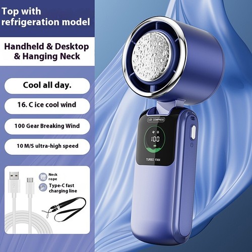 Portable TEC Cooling Neck/Handheld Fan, Type-C Fast Charge, Foldable & Quiet - Picture 18 of 20
