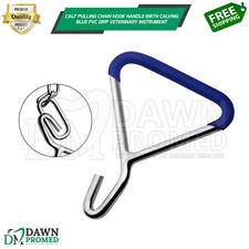 Calf Pulling Chain Hook Handle Birth Calving Blue PVC Grip Veterinary Instrument