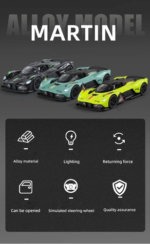 1:32 Aston Martin Valkyrie Supercar Diecast Car Model Sound Light Kids Xmas Gift - Picture 8 of 27