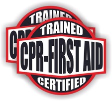 pair - CPR First Aid Trained Certified Hard Hat / Helmet Stickers Decals Emblems