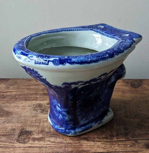 Victorian Ware Ironstone Toilet Commode Toilet Blue Stone - Picture 2 of 7