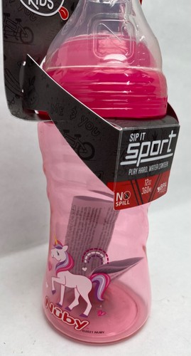 New Nuby Thirsty Kids 12oz Sip It Sport Soft Spout Water Bottle Pink Unicorn SC - Picture 8 of 9