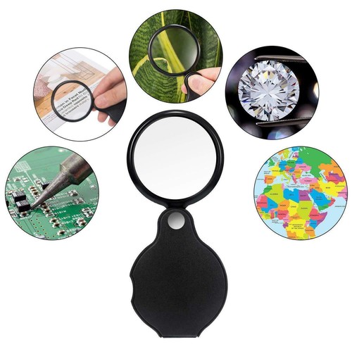 2Pcs Mini 10X Reading Magnifying Glass Folding Pocket Handheld Jewelry Magnifier - Picture 4 of 8
