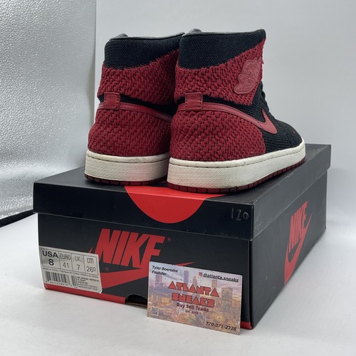 Size 8 - Air Jordan 1 Retro OG Flyknit High Bred Red Black Suede (919704-001) - Picture 5 of 8