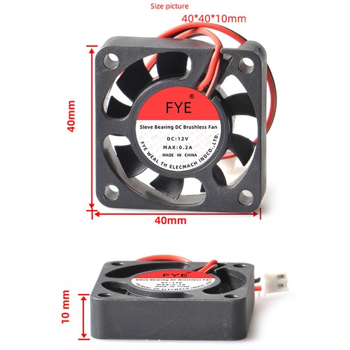 For FYE 40mm Heat dissipation Fan DC 12V 4010 Oil Bearing Brushless Cooling - Afbeelding 4 van 12