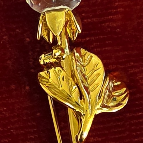 Swarovski Crystal Memories Rose Bud Gold Plated Brooch Swan Mark Boxed 1.6" - Picture 5 of 9