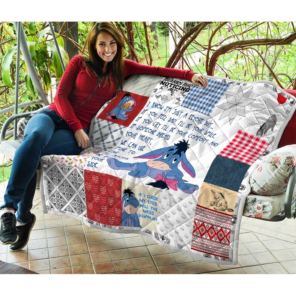 Cute Eeyore Quilt, winnie the pooh Quilt Blanket Super Soft Comfy Warm Plush