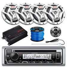 Kenwood 1-DIN Marine Bluetooth CD Radio, 4x 6.5" 150W Max Speakers, Amplifier