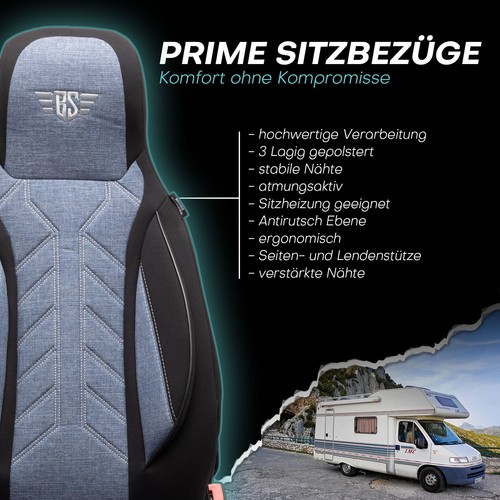 Wohnmobil Sitzbezüge passend für Rollerteam Crosscamp Compact (Schwarz-Blau) - Bild 3 von 13