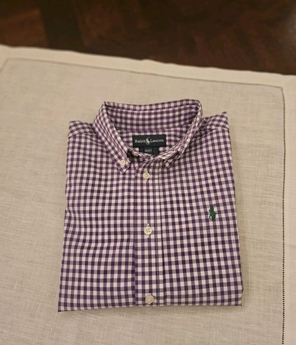 Polo Ralph Lauren Boys Purple Gingham Longsleeve Button Down Size 4/4T EUC - Picture 8 of 10