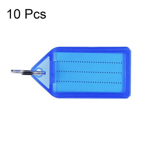 Plastic Key Tags with Split Ring Keychain ID Label Window 55x28mm, Blue ...