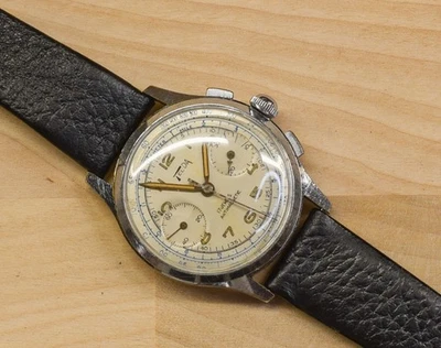 Vintage FELDA Venus 188 Chronograph Luminous Dial Watch AS IS REPAIR