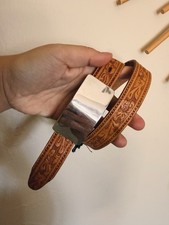 Vintage 1970s Lyn Tone Top Grain Leather Embossed Belt Size 26