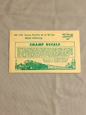 Champ Decals HC-196 Union Pacific Maintenance Way Car Black Lettering HO Scale