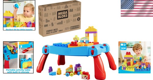 MEGA BLOKS Toddler Blocks Set with Activity Table - Picture 2 of 8
