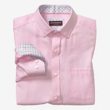 NWT - Johnston & Murphy Men's PREMIUM COTTON Pink BUTTON-UP L/S SHIRT - XL