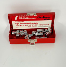 Vintage Brand New 7 Piece Blackhawk 38 Drive Universal Socket Set Metal Case