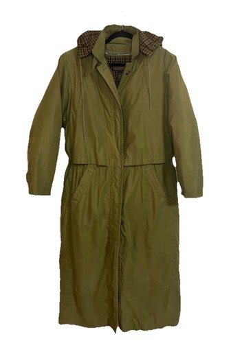 Vtg Eddie Bauer Detachable Liner Goose Down Hooded Trench Coat Jacket M/M Tall