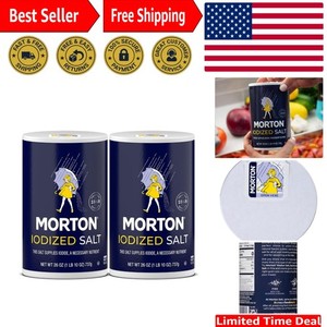 Morton Iodized Salt Round Cans All-Purpose Pack of 2 26 Oz