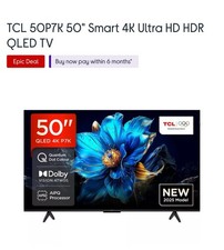 2025 TCL QLED 50 inch Smart 4K Ultra HD HDR Google TV 5OP7K 50P7K-UK