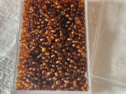 Lot Approximately 22 Grams Of Matte Brown Seed Beads No. 4 - Picture 2 of 3
