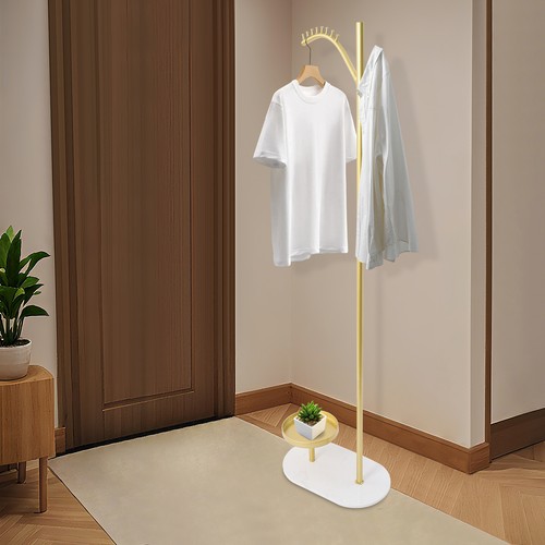 Clothes Rack With Marble Base Standing Clothes Coat Rack With 8 Hooks Sturdy - Picture 1 of 13
