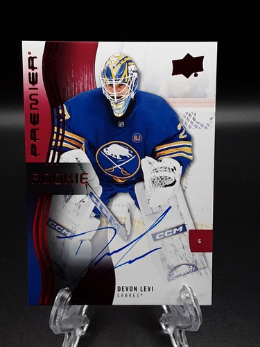 2023-24 UD Premier Devon Levi Rookie Red Auto #119 Sabres