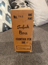 Vtg Sanford's Penit Cardinal Red Pen Ink Bottle One Pint sealed factory box