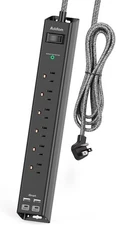 Surge Protector Power Strip - Extension Cord with 6 AC Outlets 4 USB (2 USB-C Po