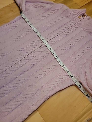 St John Cashmere Pink Twin Set Tank Cardigan Womens Size P Small **Flaw** - Picture 16 of 23