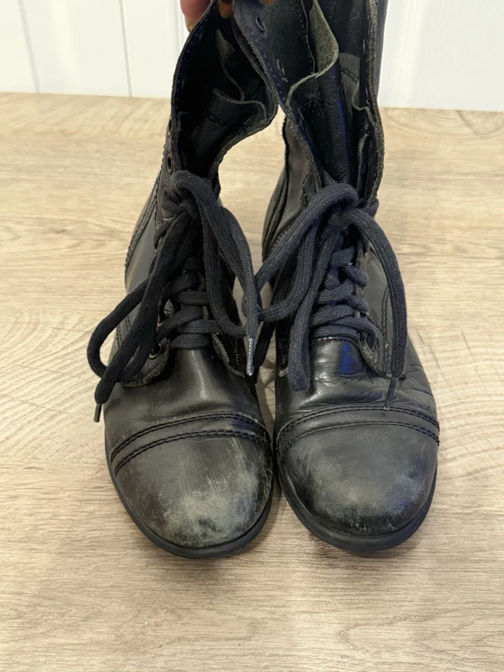 STEVE MADDEN размер 8,5 M черный кожаный молнии боя высоты ботильоны подержанные - Изображение 3 из 4