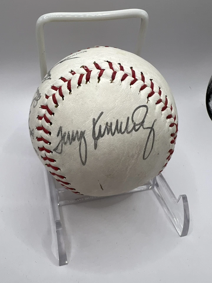 Padres Garvey Gossage Kennedy Auto + Giants Baker on SF Giant Souvenir Baseball - Image 4 of 4