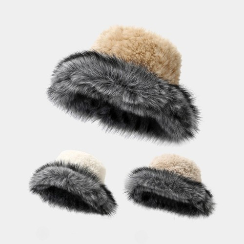 ‌Sombrero cubo de piel sintética para mujer esquí al aire libre invierno cálido esponjoso sombrero de pescador - Imagen 10 de 13