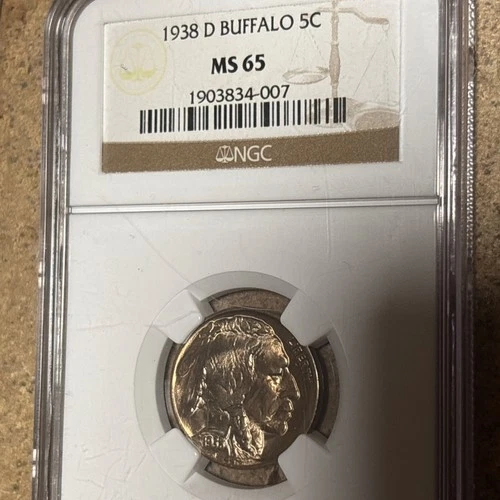 1938 D Buffalo Nickel NGC MS 65!