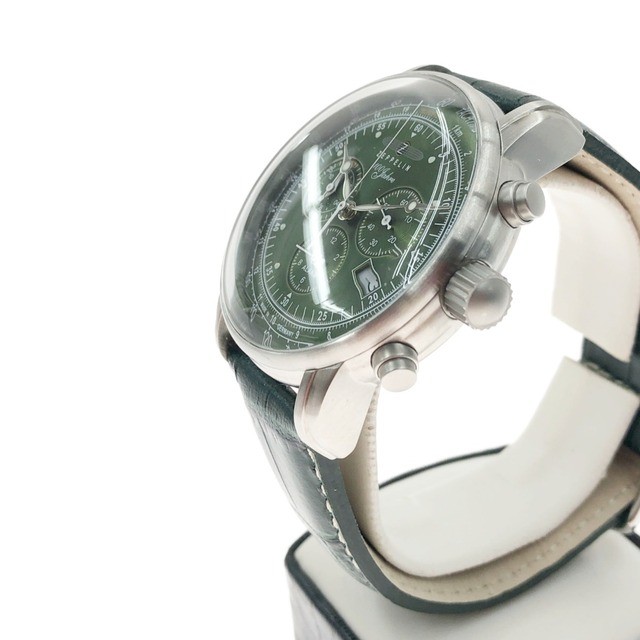 Zeppelin 8680-4 Chronograph Watch Green Used Mens 100th Anniversary Limited Japa image 2