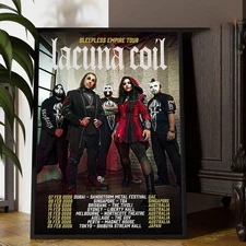 Lacuna Coil Sleepless Empire World Tour 2026 Schedule Home Decor Poster